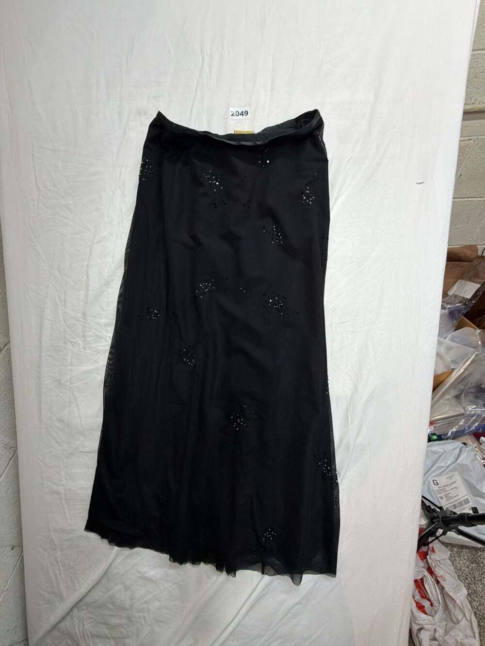 Caslon Mesh Skirt Size 6 Black Beaded Maxi Lined Y2K Style 20535